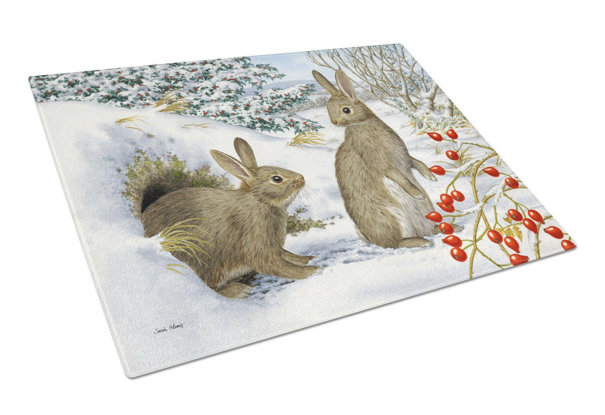 Winter Rabbits Glass Cutting Board Large ASA2181LCB by Caroline&#39;s Treasures