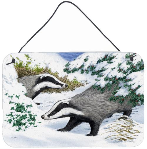 Badgers in the snow Wall or Door Hanging Prints ASA2182DS812 by Caroline's Treasures