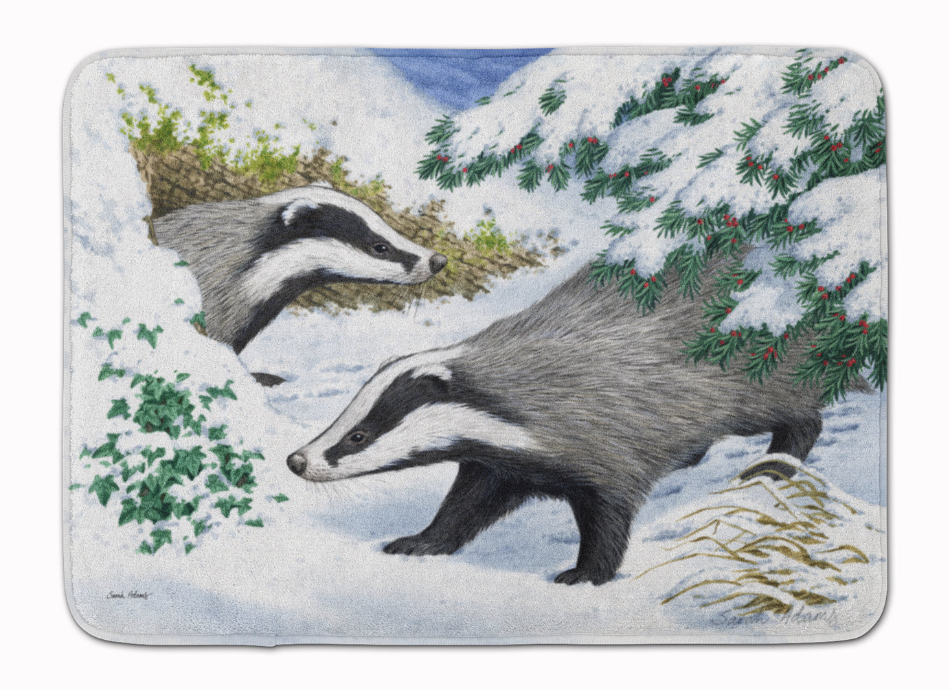 Badgers in the snow Machine Washable Memory Foam Mat ASA2182RUG - the-store.com