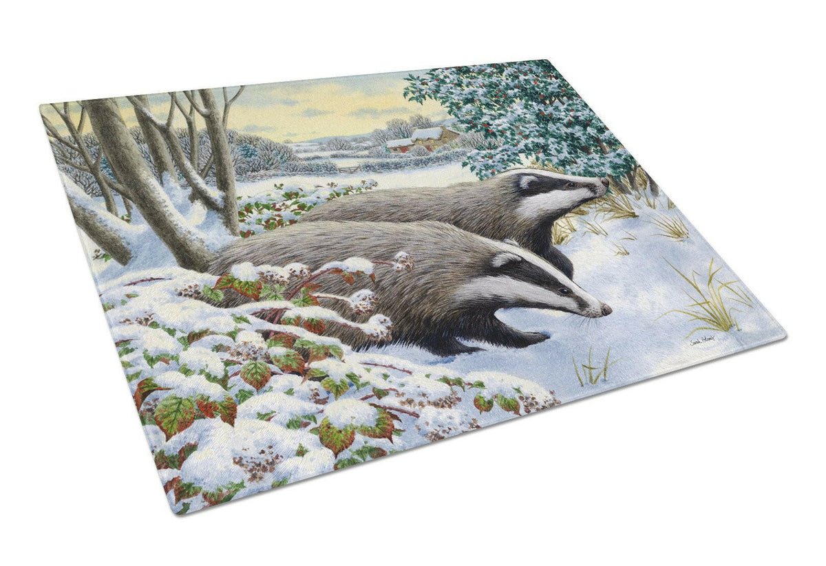 Winter Badgers Glass Cutting Board Large ASA2183LCB by Caroline&#39;s Treasures