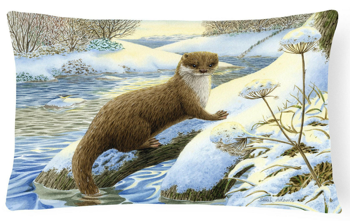Winter Otter Fabric Decorative Pillow ASA2187PW1216 by Caroline&#39;s Treasures