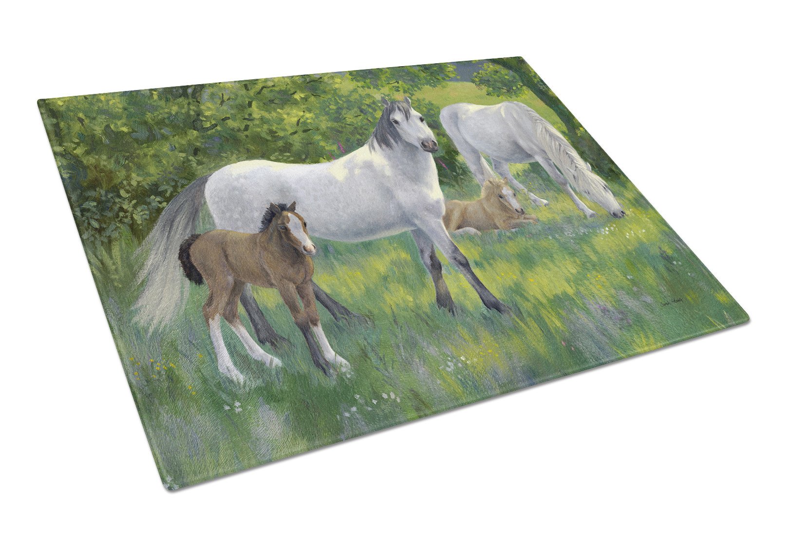 Group of Horses Glass Cutting Board Large ASA2195LCB by Caroline's Treasures