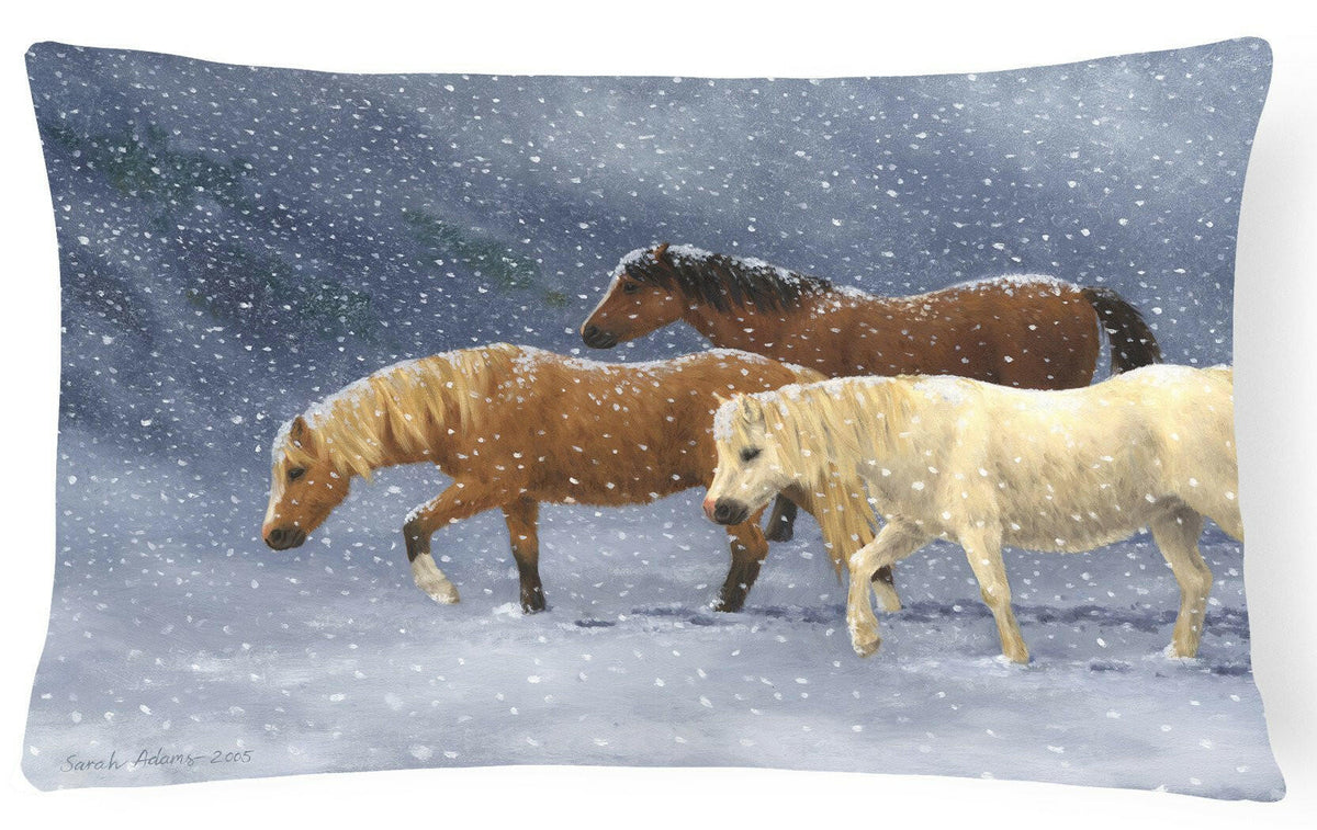 Seeking Shelter Horses Fabric Decorative Pillow ASA2197PW1216 by Caroline&#39;s Treasures