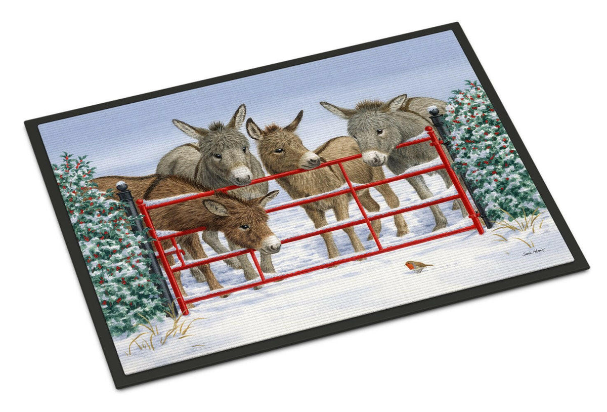 Donkeys and Robin Indoor or Outdoor Mat 18x27 ASA2198MAT - the-store.com
