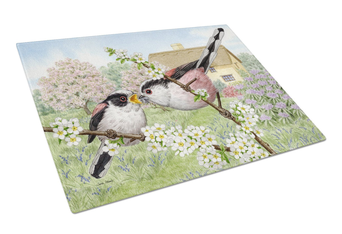 Long Tailed Tits Glass Cutting Board Large ASA2200LCB by Caroline&#39;s Treasures