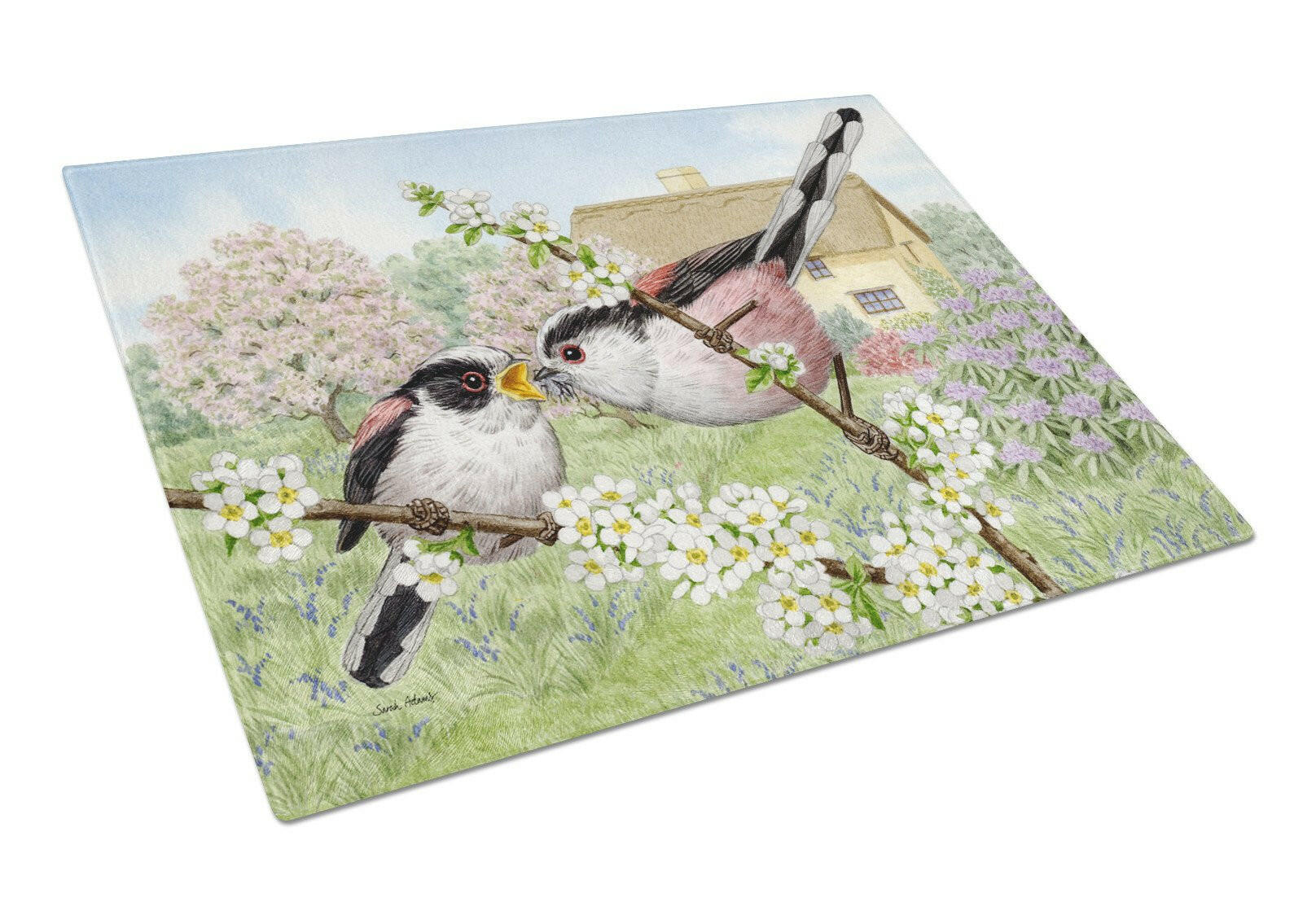 Long Tailed Tits Glass Cutting Board Large ASA2200LCB by Caroline's Treasures