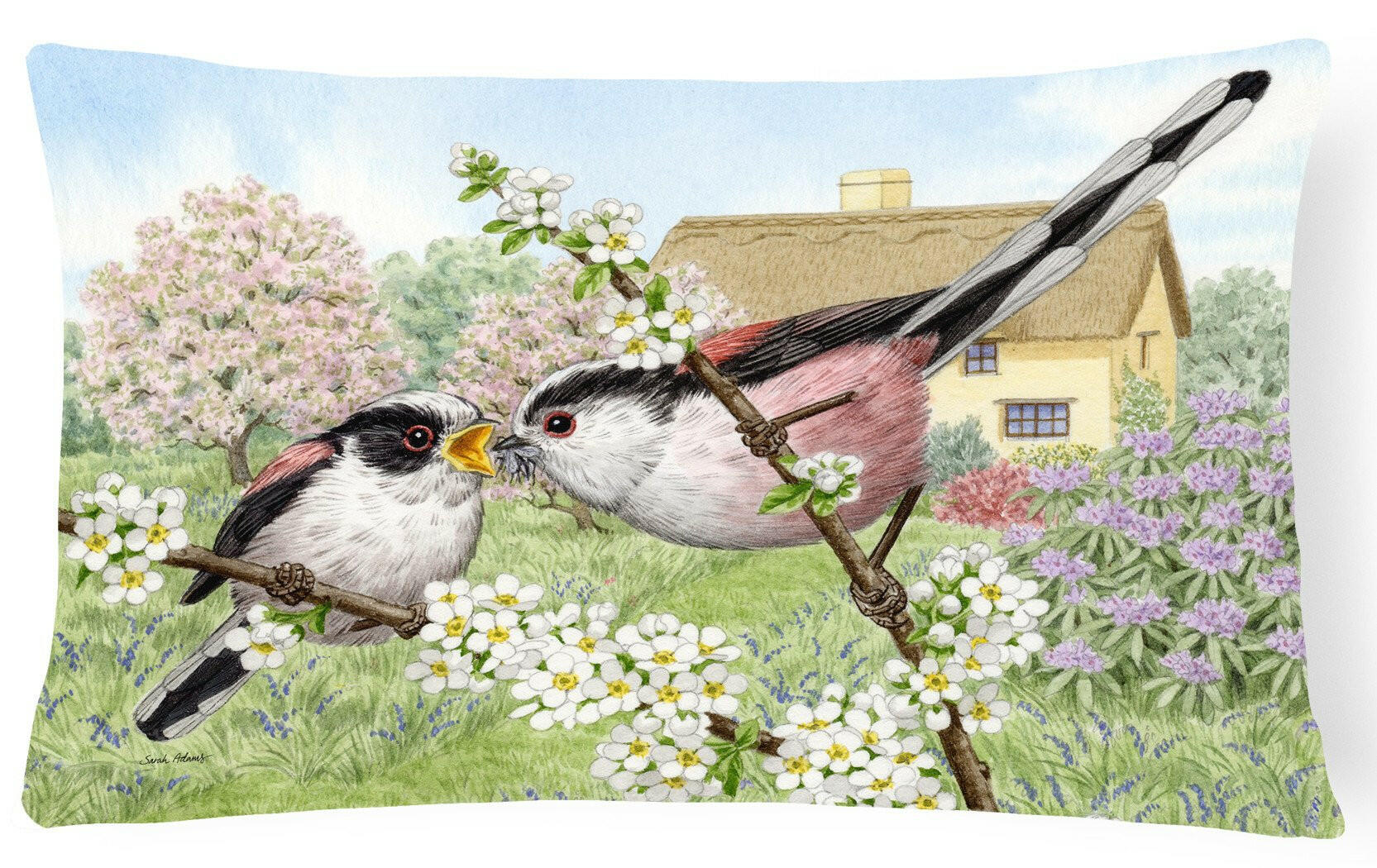 Long Tailed Tits Fabric Decorative Pillow ASA2200PW1216 by Caroline's Treasures