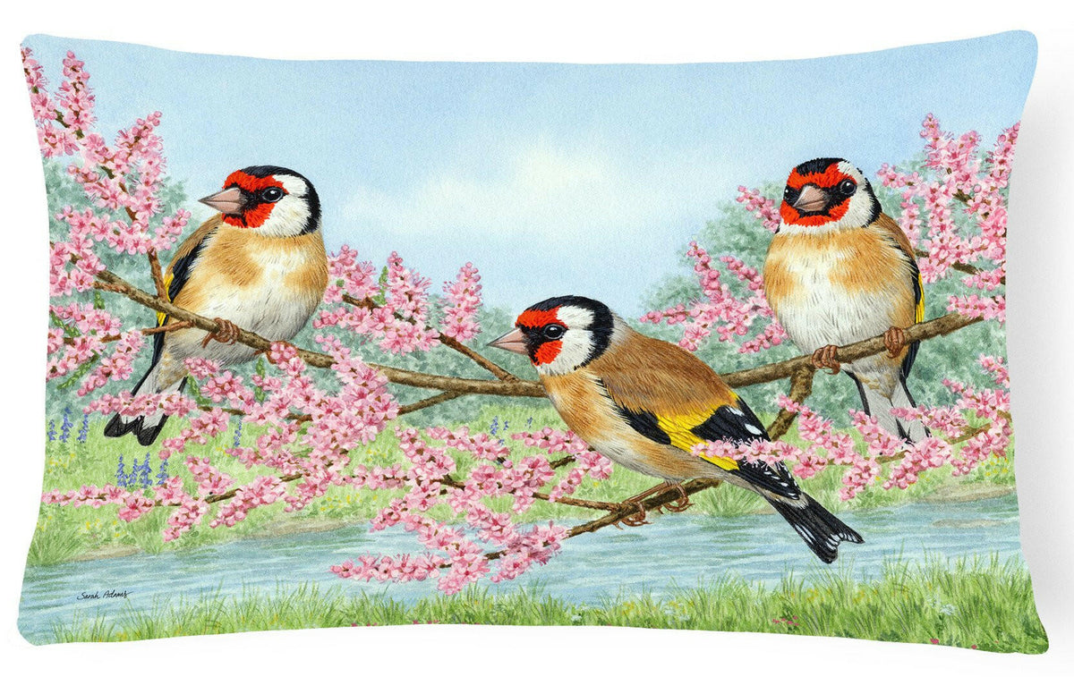 European Goldfinch Fabric Decorative Pillow ASA2202PW1216 by Caroline&#39;s Treasures