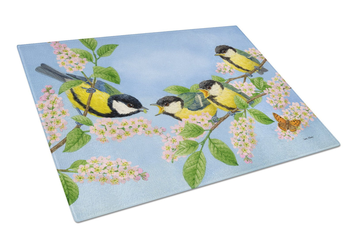 Great Tit Family of Birds Glass Cutting Board Large ASA2203LCB by Caroline&#39;s Treasures