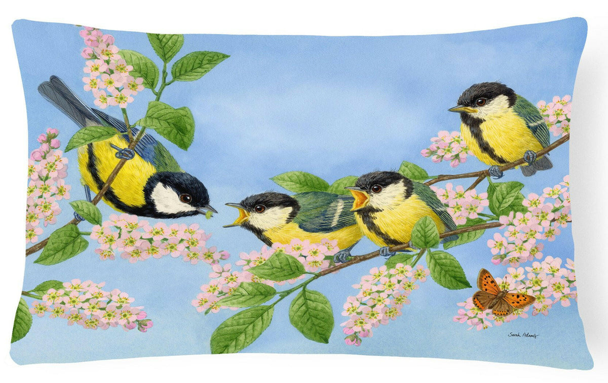 Great Tit Family of Birds Fabric Decorative Pillow ASA2203PW1216 by Caroline&#39;s Treasures
