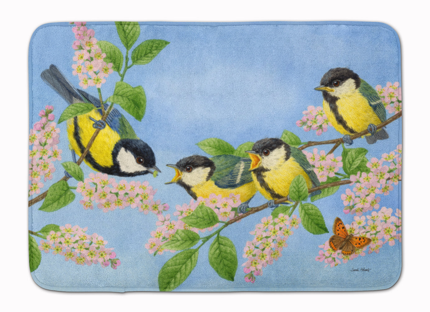 Caroline's Treasures Great Tit Family of Birds Machine Washable Memory Foam Mat ASA2203RUG