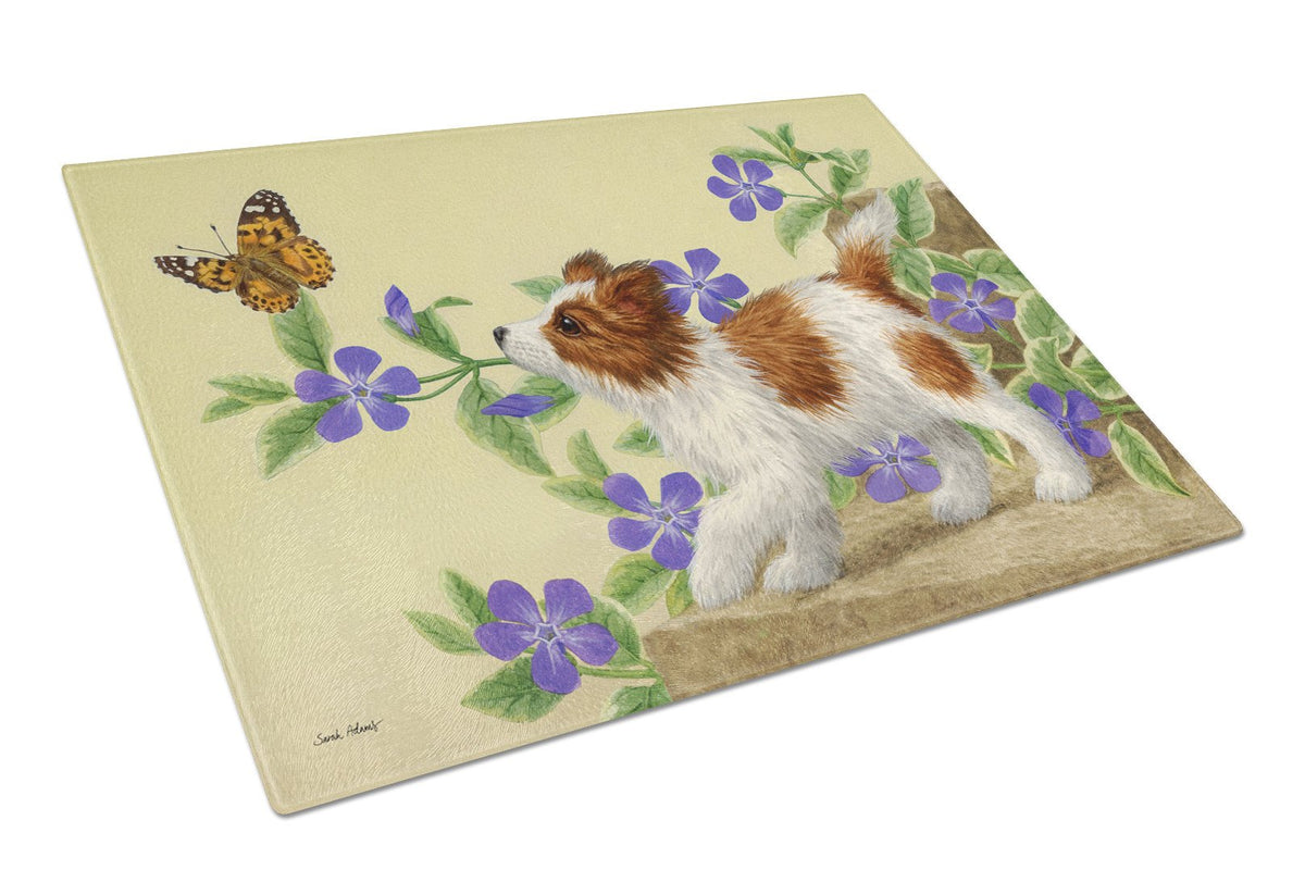 Papillon Pup Glass Cutting Board Large ASA2204LCB by Caroline&#39;s Treasures