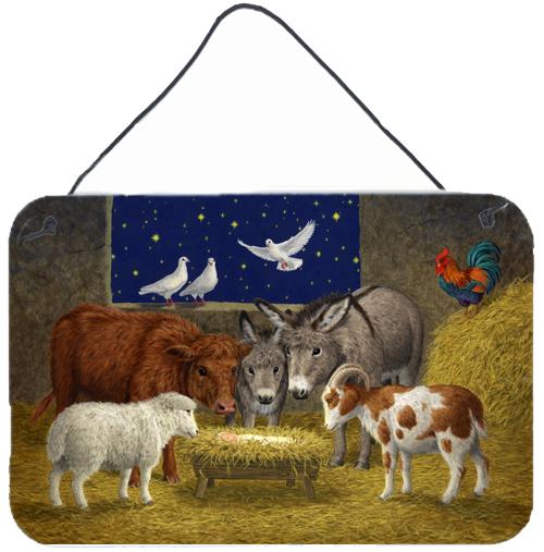 Animals at Crib Nativity Christmas Scene Wall or Door Hanging Prints ASA2205DS812 by Caroline&#39;s Treasures