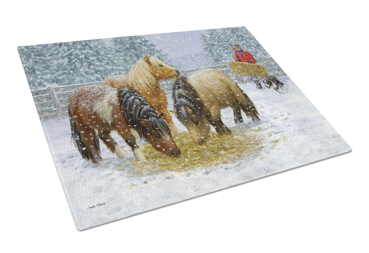 Shetland Ponies Glass Cutting Board Large ASA2206LCB by Caroline&#39;s Treasures