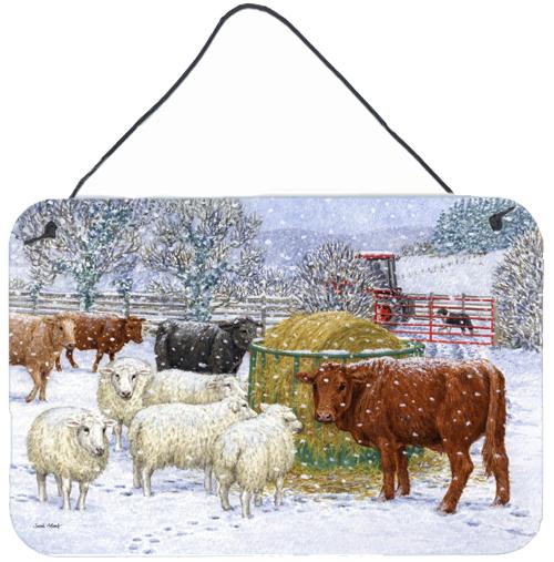 Cows and Sheep in the Snow Wall or Door Hanging Prints ASA2207DS812 by Caroline&#39;s Treasures
