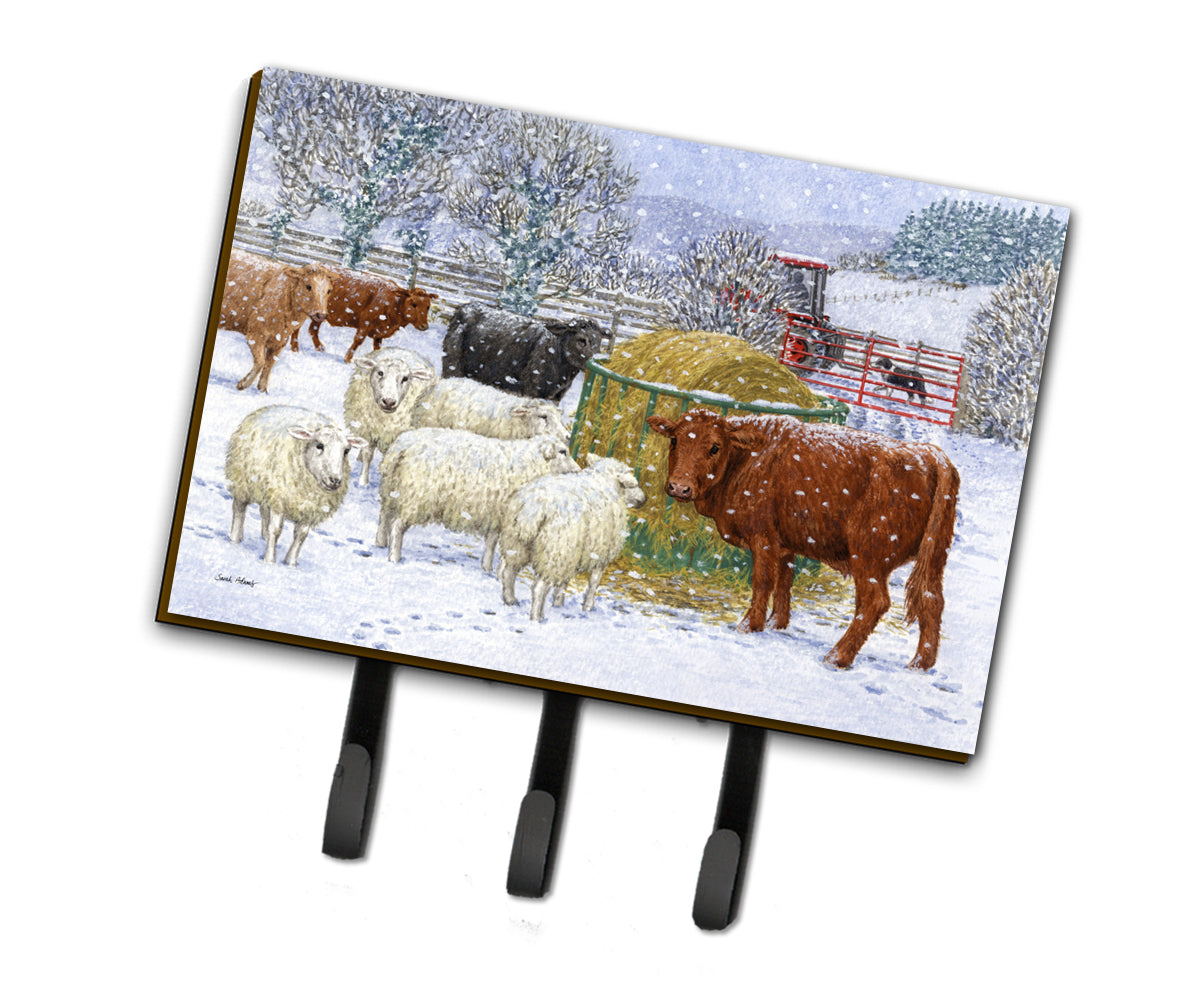 Cows and Sheep in the Snow Leash or Key Holder ASA2207TH68  the-store.com.