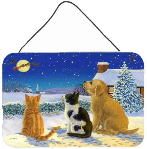 Golden Retriever and kittens Watching Santa Wall or Door Hanging Prints ASA2208DS812 by Caroline&#39;s Treasures