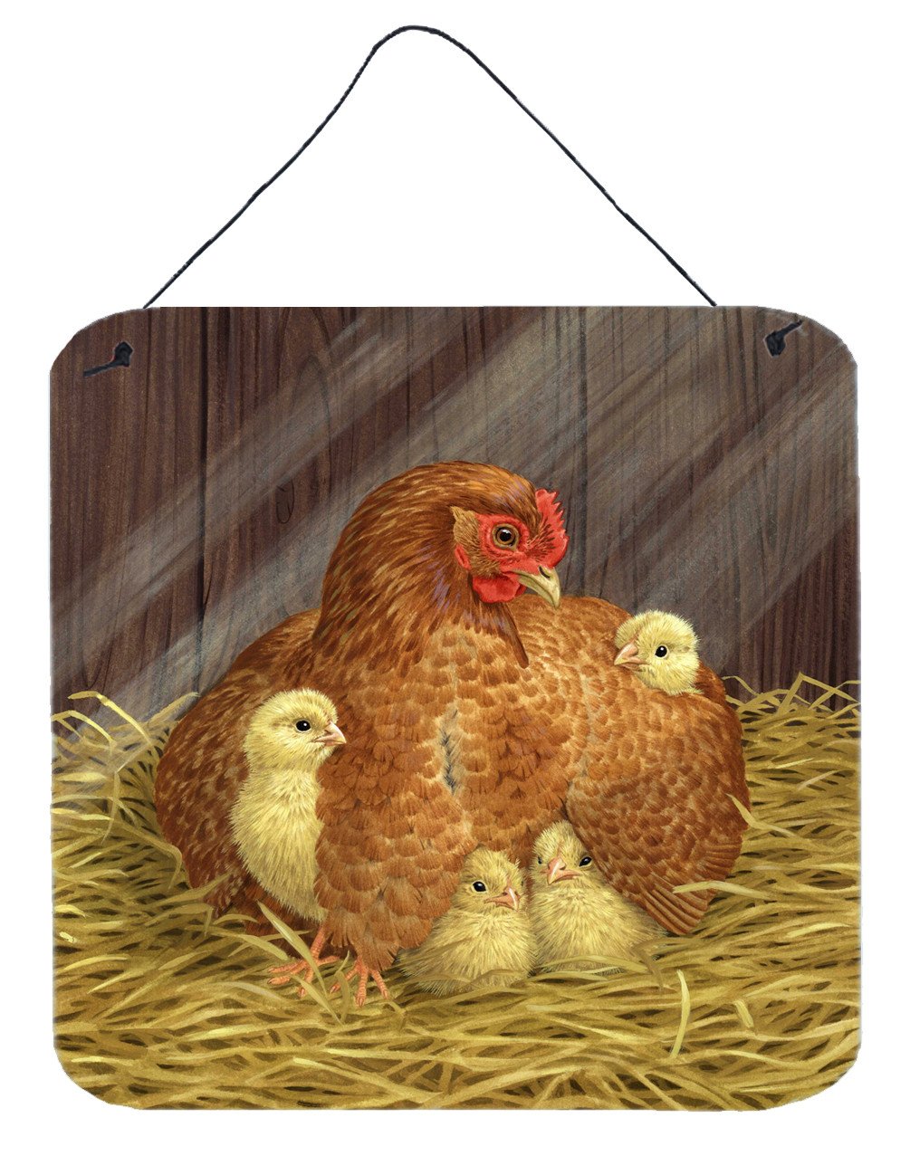 My Little Chickadees Hen with Chicks Wall or Door Hanging Prints ASAD0109DS66 by Caroline&#39;s Treasures