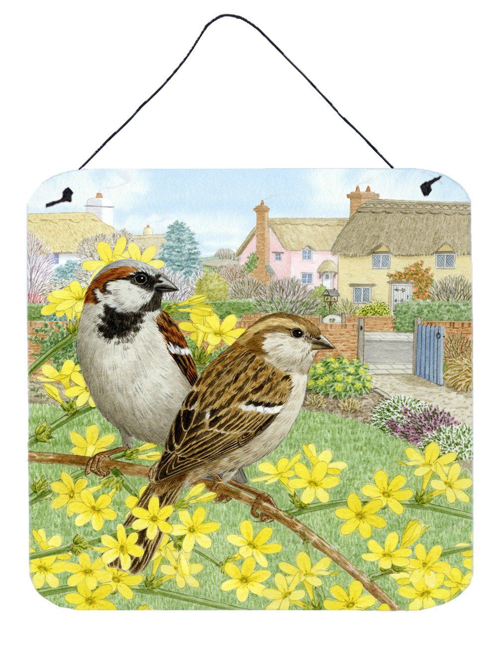 House Sparrows by Sarah Adams Wall or Door Hanging Prints ASAD0677DS66 by Caroline&#39;s Treasures