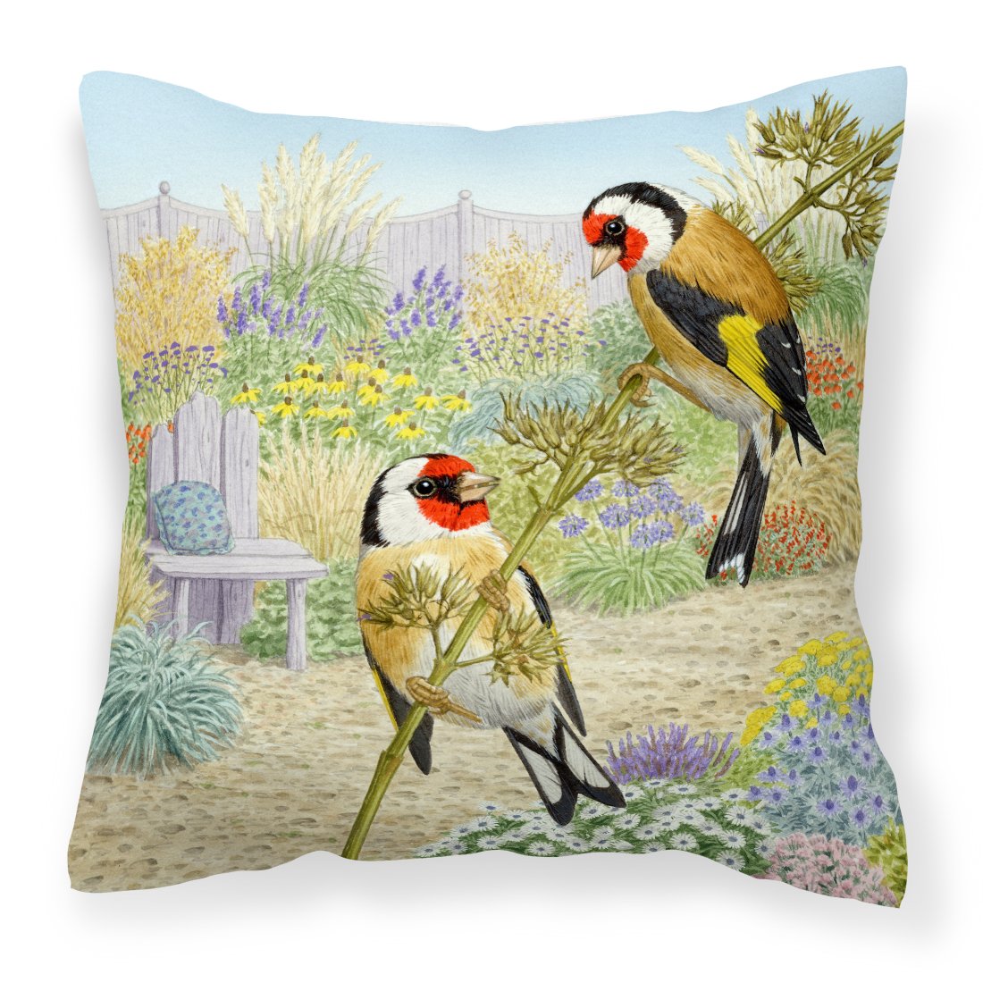 European Goldfinches by Sarah Adams Canvas Decorative Pillow by Caroline&#39;s Treasures