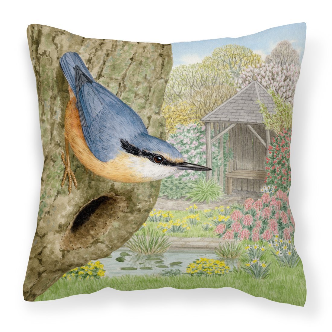 Nuthatch by Sarah Adams Canvas Decorative Pillow by Caroline&#39;s Treasures