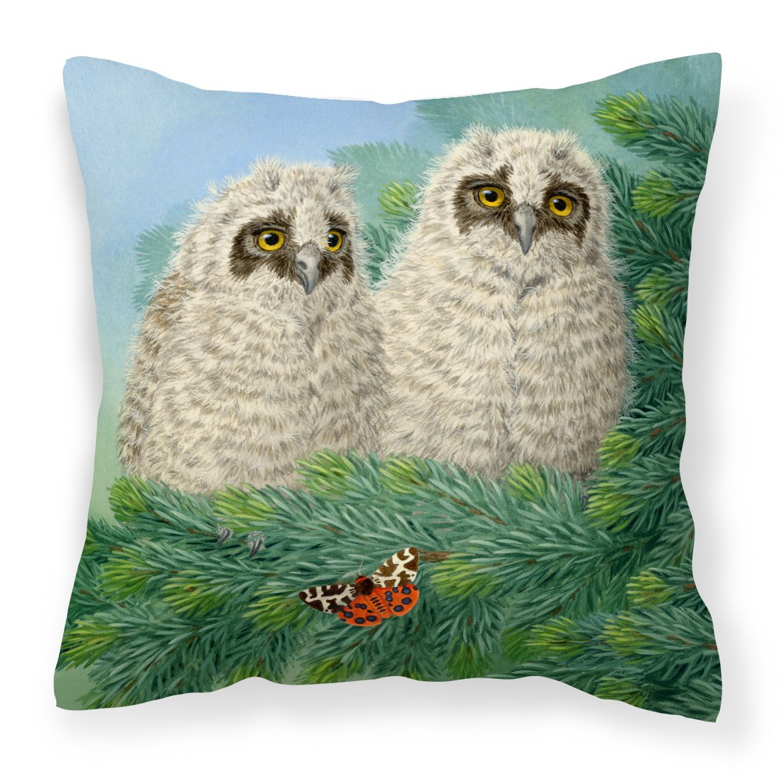 Owlets and Butterfly by Sarah Adams Canvas Decorative Pillow by Caroline&#39;s Treasures