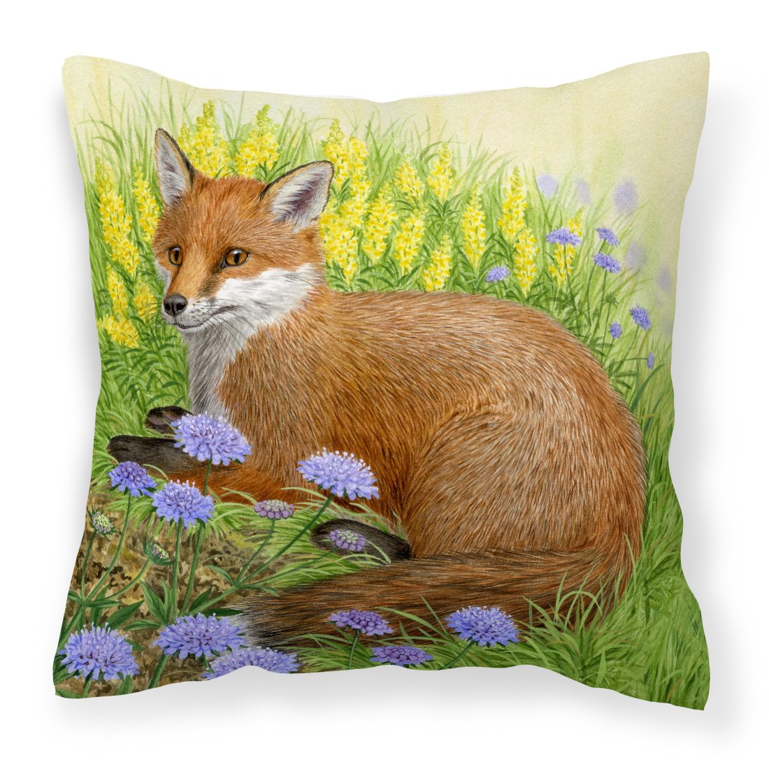Fox in Flowers by Sarah Adams Canvas Decorative Pillow by Caroline&#39;s Treasures