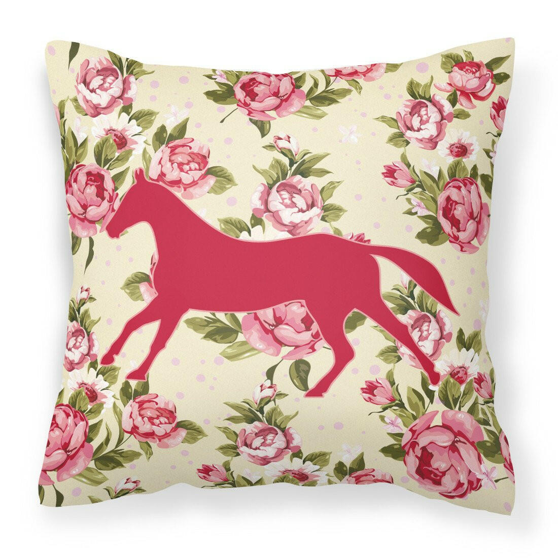 Horse Shabby Chic Yellow Roses   Fabric Decorative Pillow BB1003-RS-YW-PW1414 - the-store.com