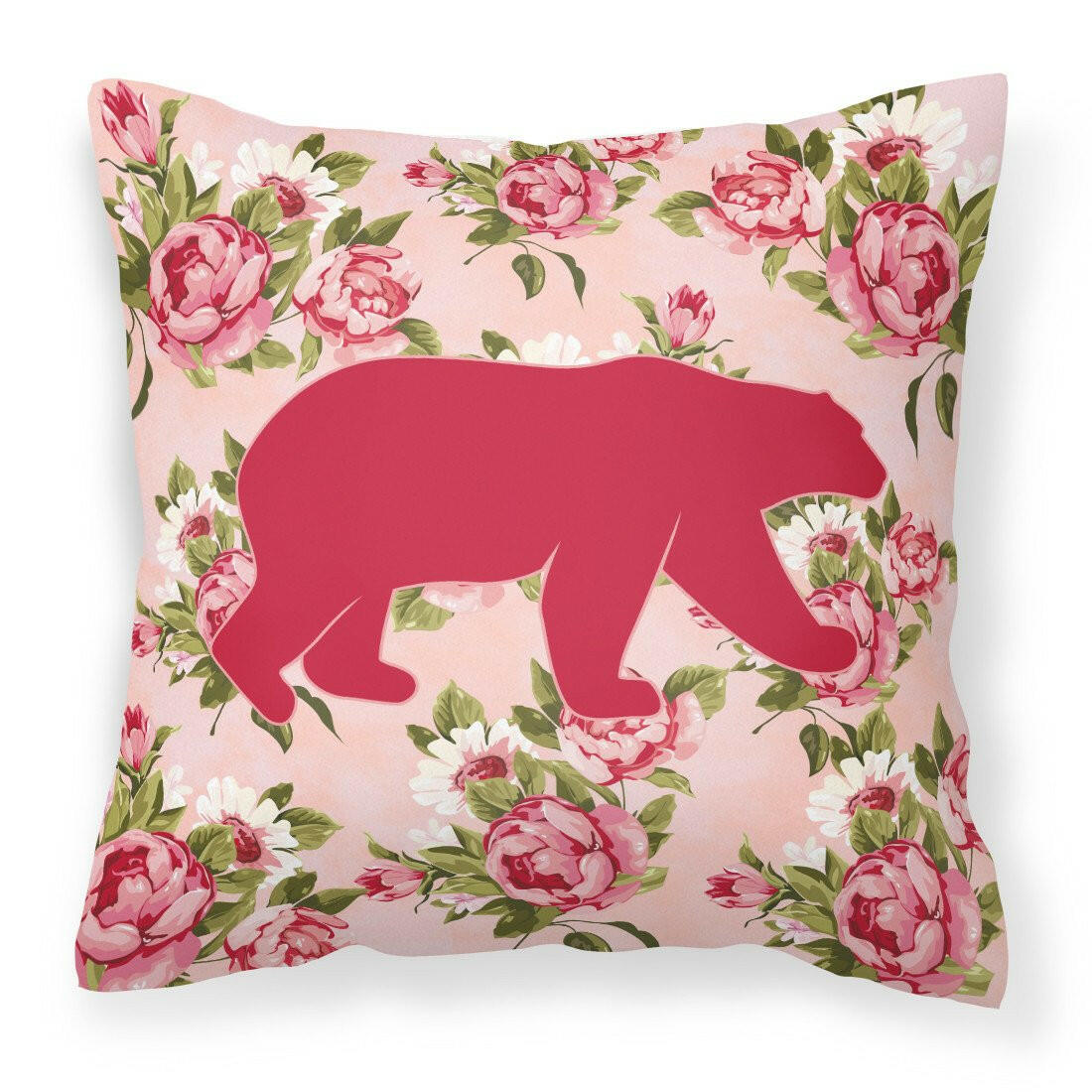 Bear Shabby Chic Pink Roses   Fabric Decorative Pillow BB1005-RS-PK-PW1414 - the-store.com