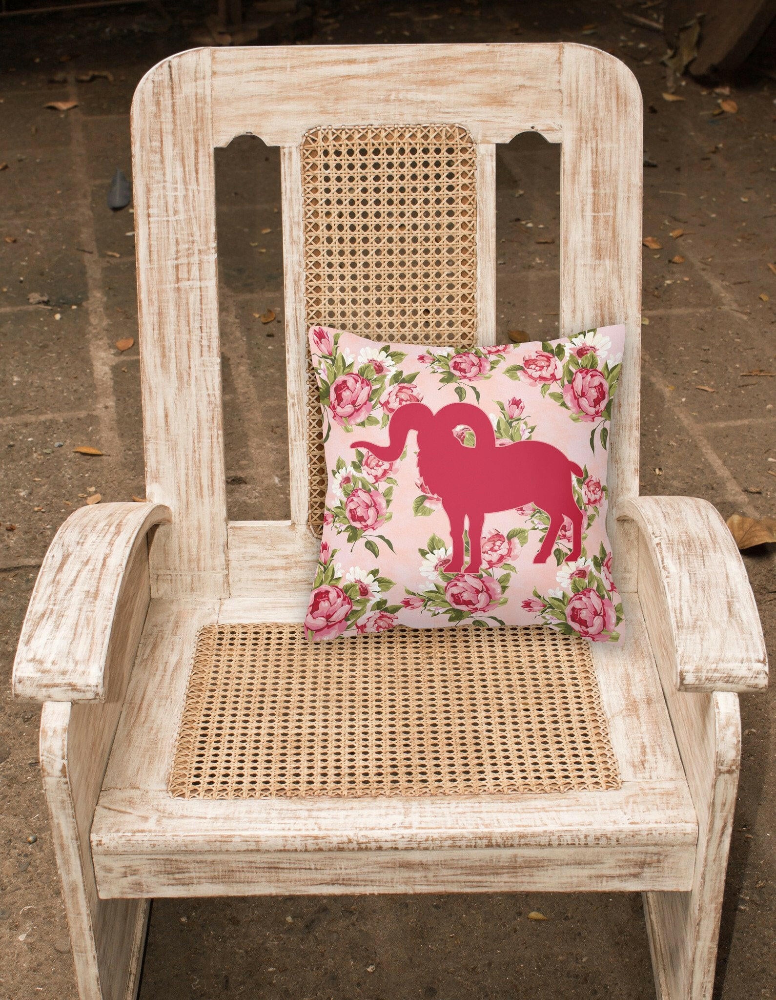 Sheep Shabby Chic Pink Roses   Fabric Decorative Pillow BB1007-RS-PK-PW1414 - the-store.com