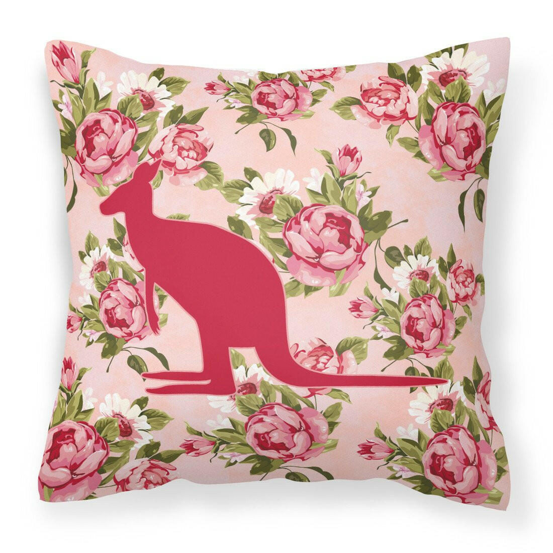 Kangaroo Shabby Chic Pink Roses   Fabric Decorative Pillow BB1008-RS-PK-PW1414 - the-store.com