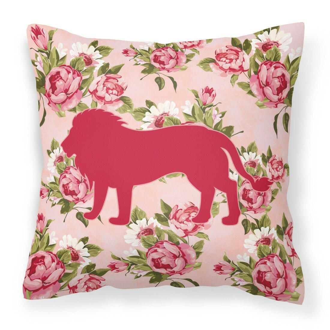 Lion Shabby Chic Pink Roses   Fabric Decorative Pillow BB1009-RS-PK-PW1414 - the-store.com