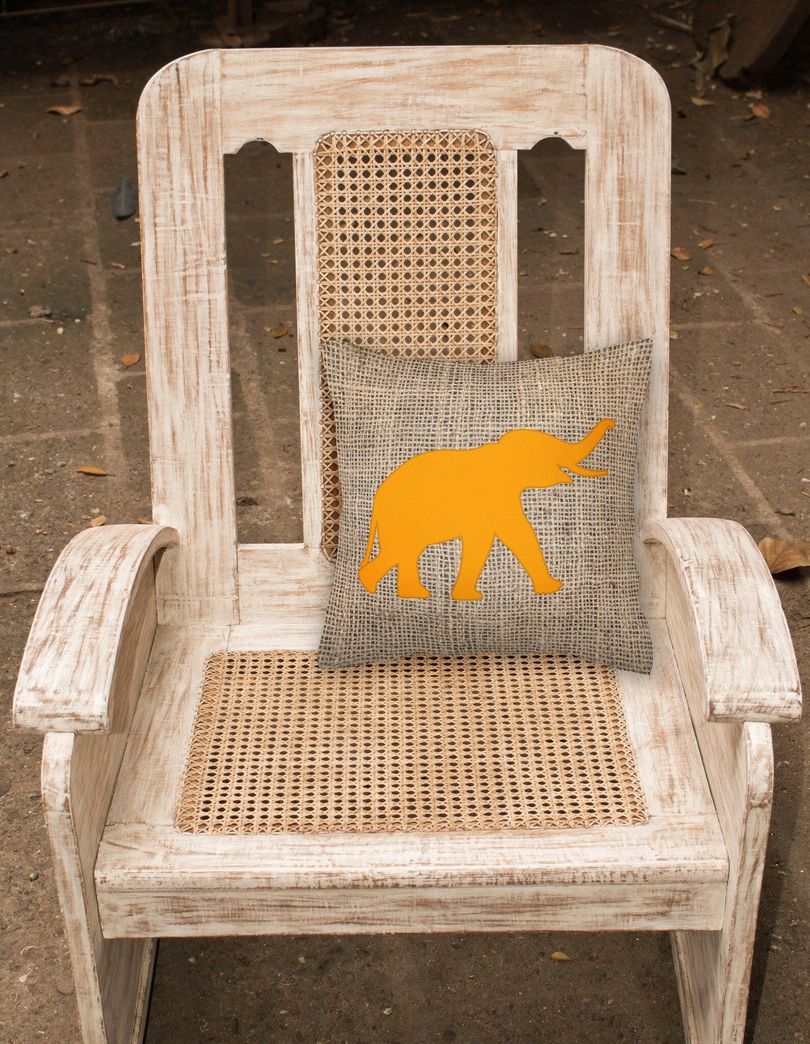 Elephant Burlap and Orange   Canvas Fabric Decorative Pillow BB1011 - the-store.com