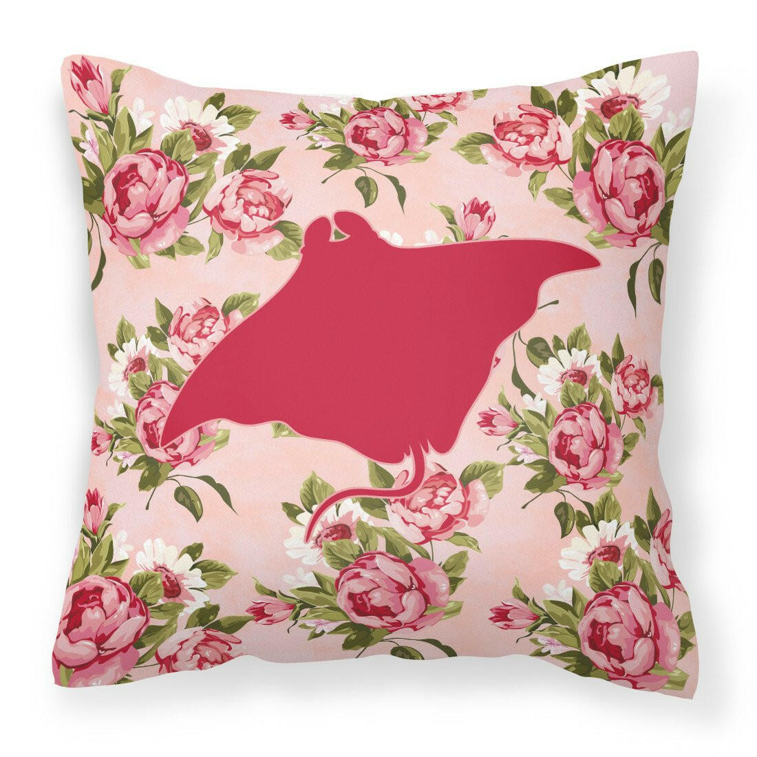 Manta ray Shabby Chic Pink Roses  Fabric Decorative Pillow BB1014-RS-PK-PW1414 - the-store.com