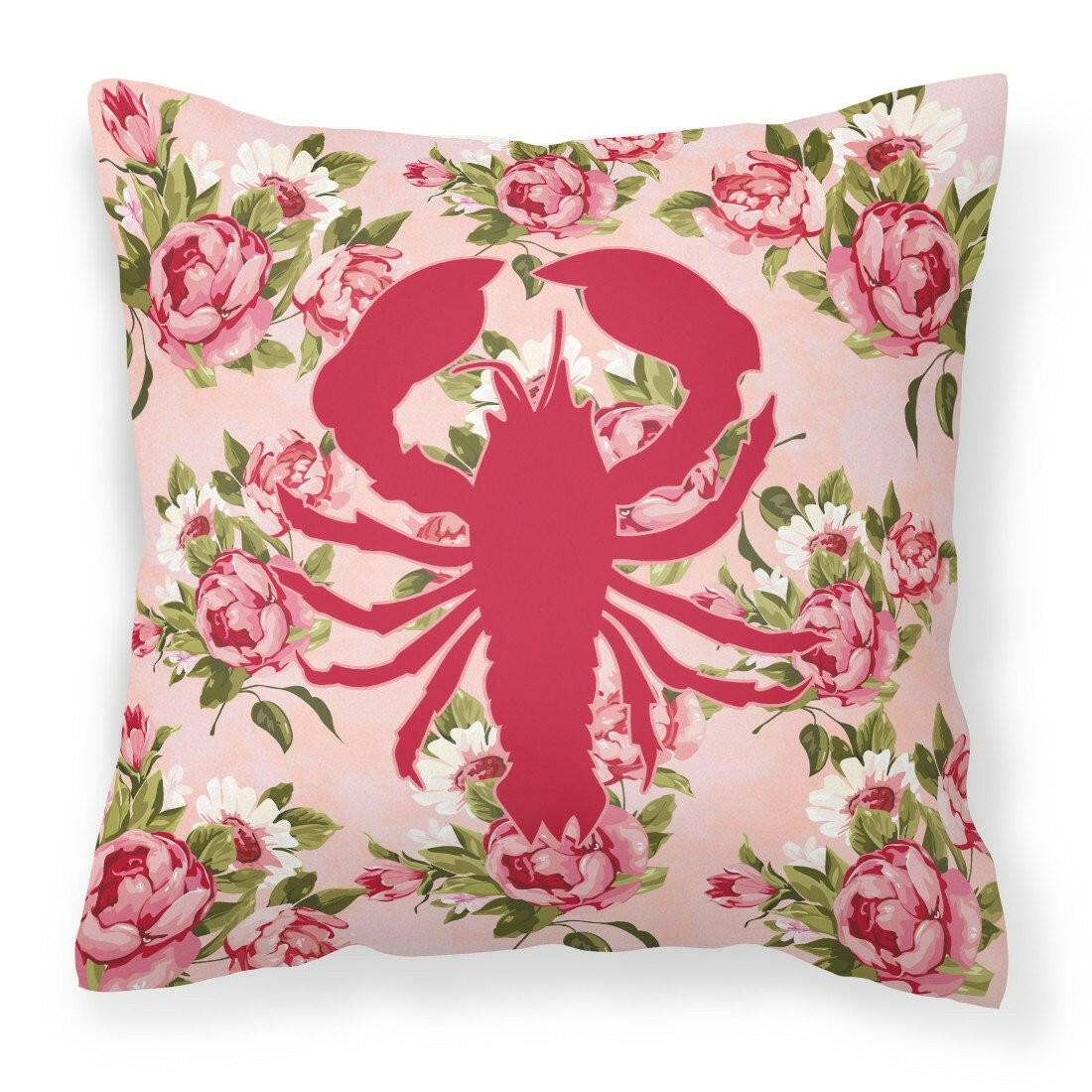Lobster Shabby Chic Pink Roses  Fabric Decorative Pillow BB1015-RS-PK-PW1414 - the-store.com