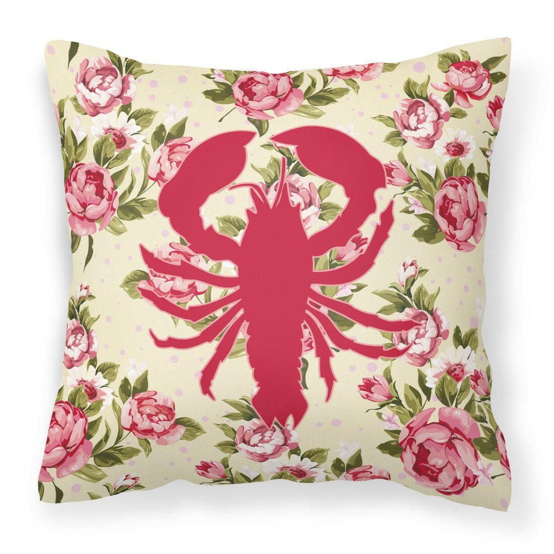 Lobster Shabby Chic Yellow Roses  Fabric Decorative Pillow BB1015-RS-YW-PW1414 - the-store.com