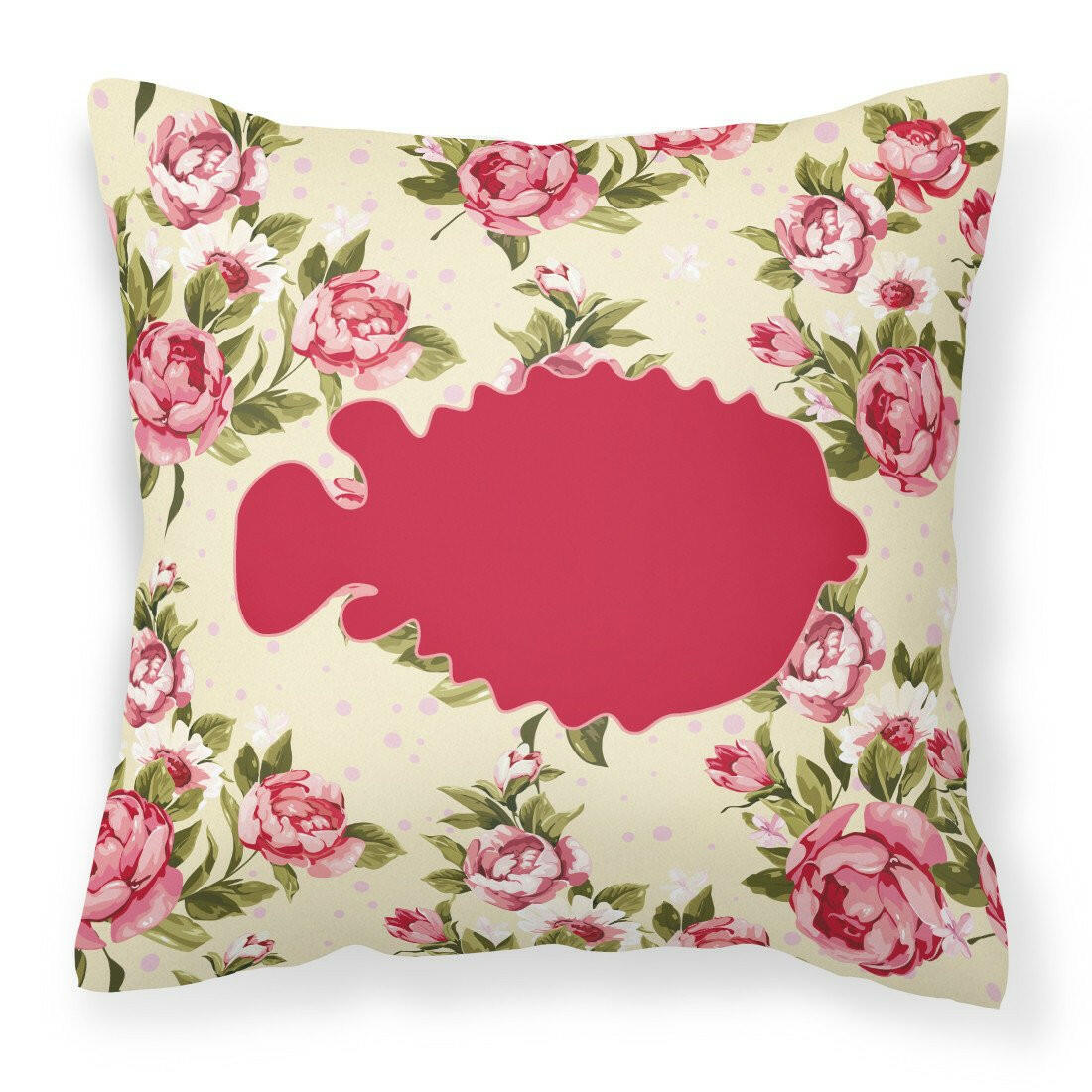 Fish - Blowfish Shabby Chic Yellow Roses  Fabric Decorative Pillow BB1016-RS-YW-PW1414 - the-store.com