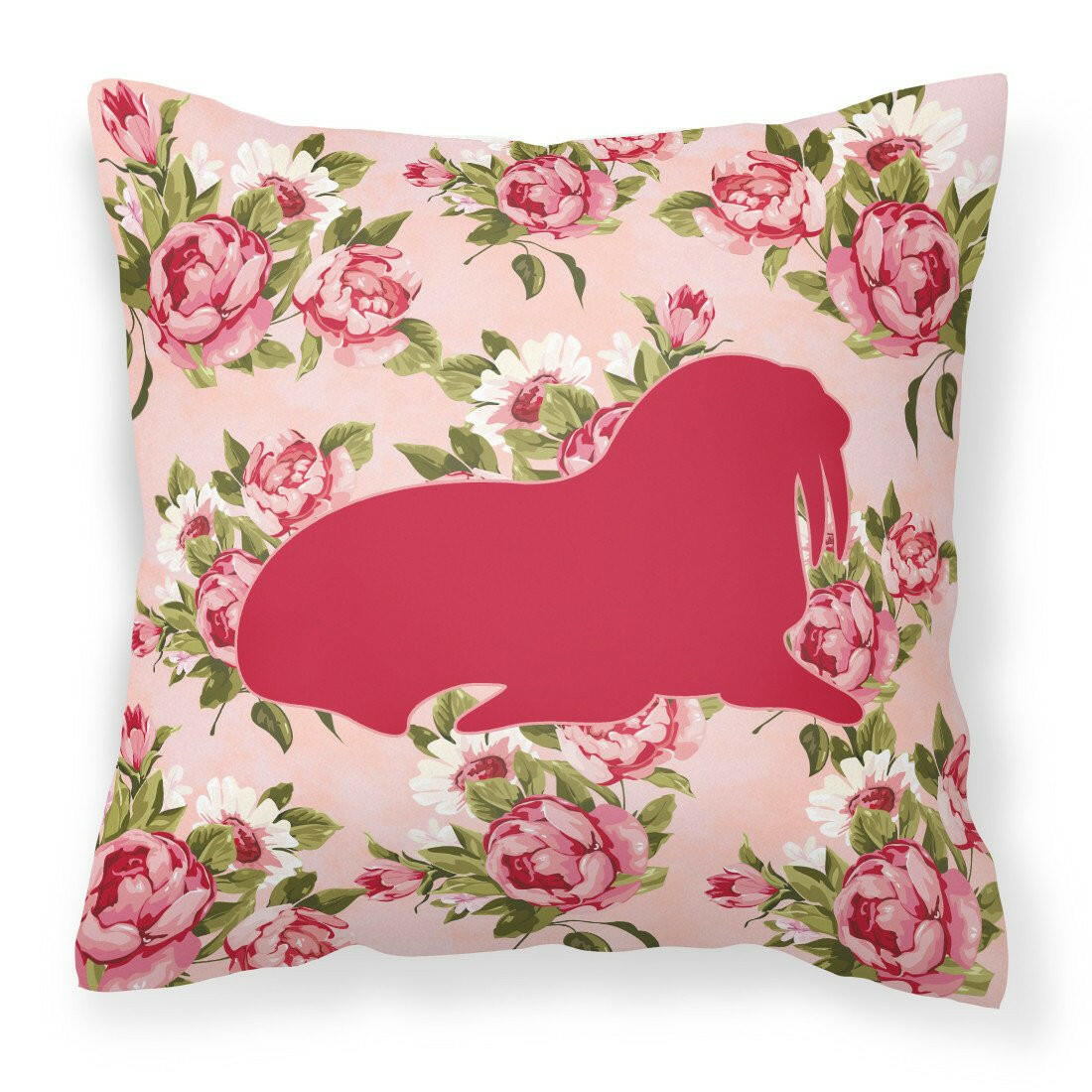 Walrus Shabby Chic Pink Roses  Fabric Decorative Pillow BB1017-RS-PK-PW1414 - the-store.com