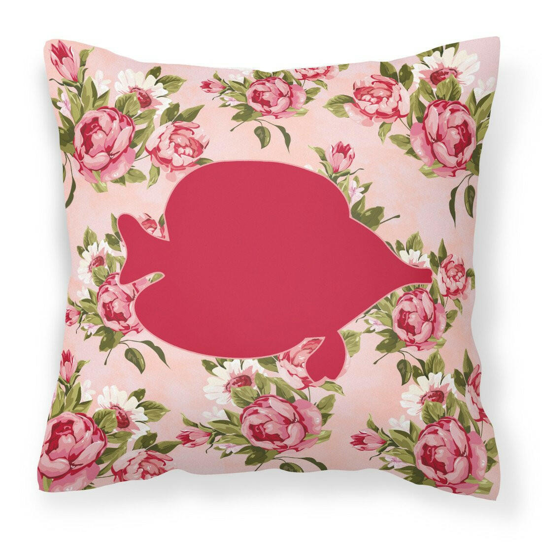 Fish - Tang Fish Shabby Chic Pink Roses  Fabric Decorative Pillow BB1023-RS-PK-PW1414 - the-store.com