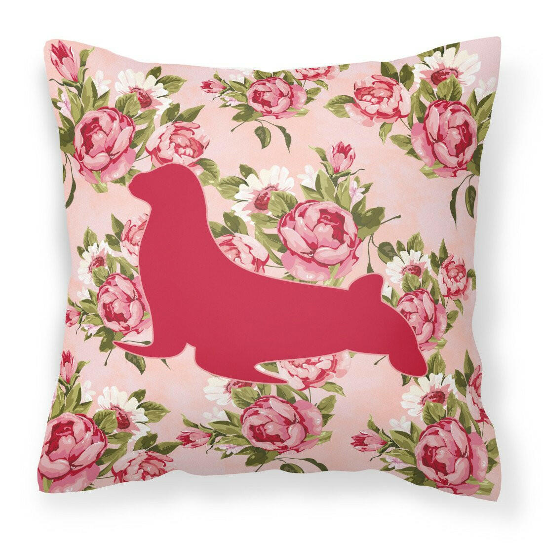 Seal Shabby Chic Pink Roses  Fabric Decorative Pillow BB1027-RS-PK-PW1414 - the-store.com