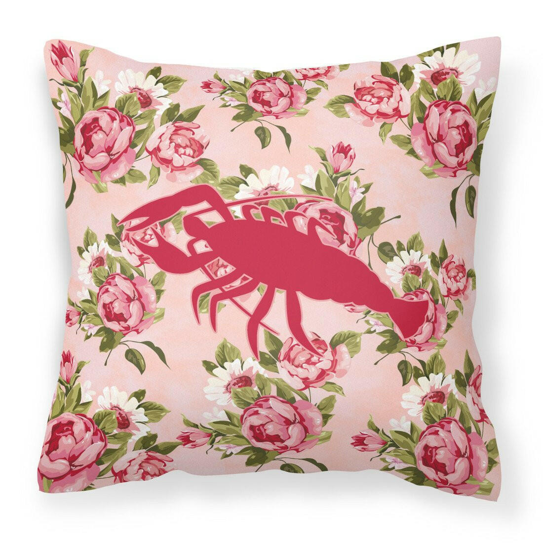 Lobster Shabby Chic Pink Roses  Fabric Decorative Pillow BB1028-RS-PK-PW1414 - the-store.com