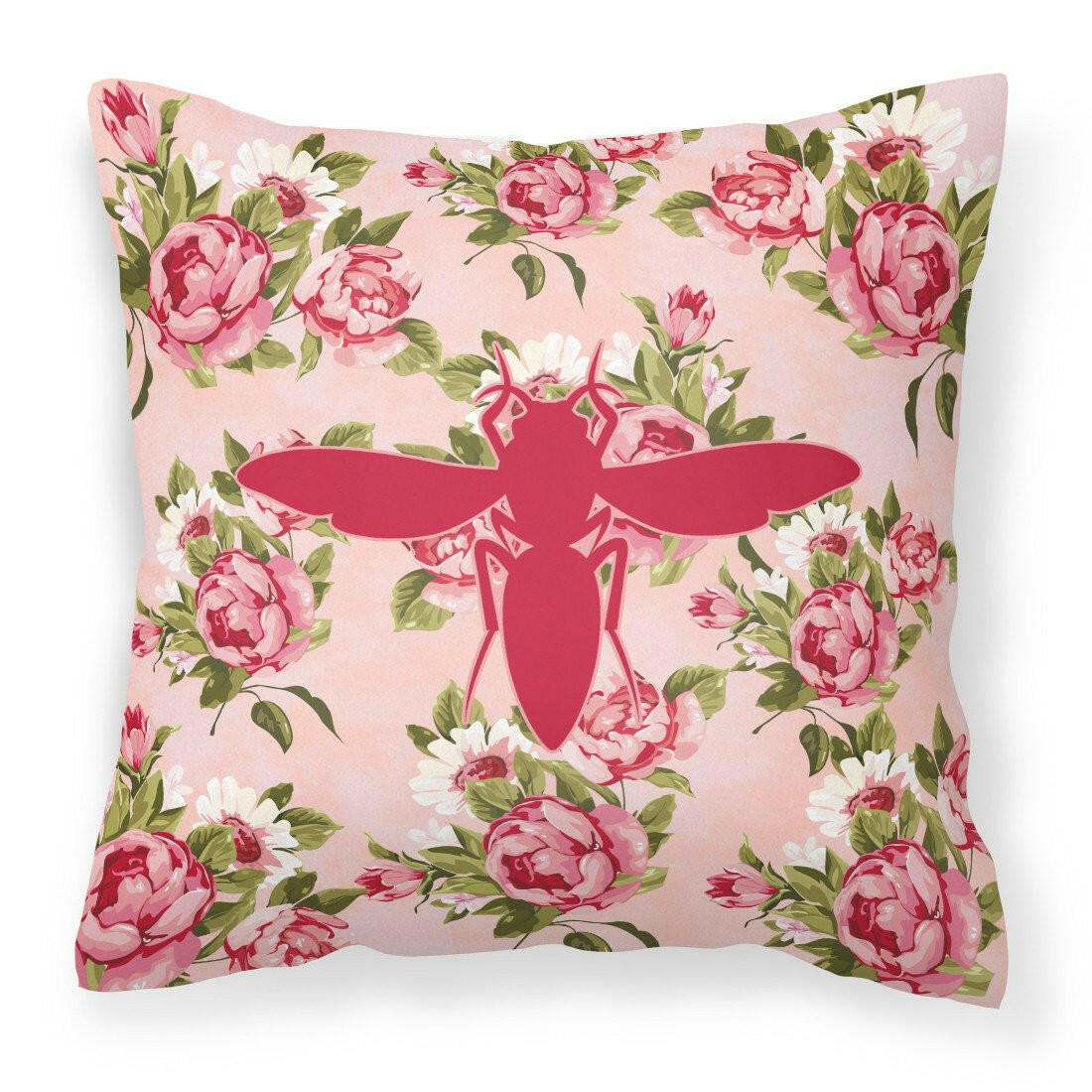 Yellow Jacket Shabby Chic Pink Roses  Fabric Decorative Pillow BB1053-RS-PK-PW1414 - the-store.com