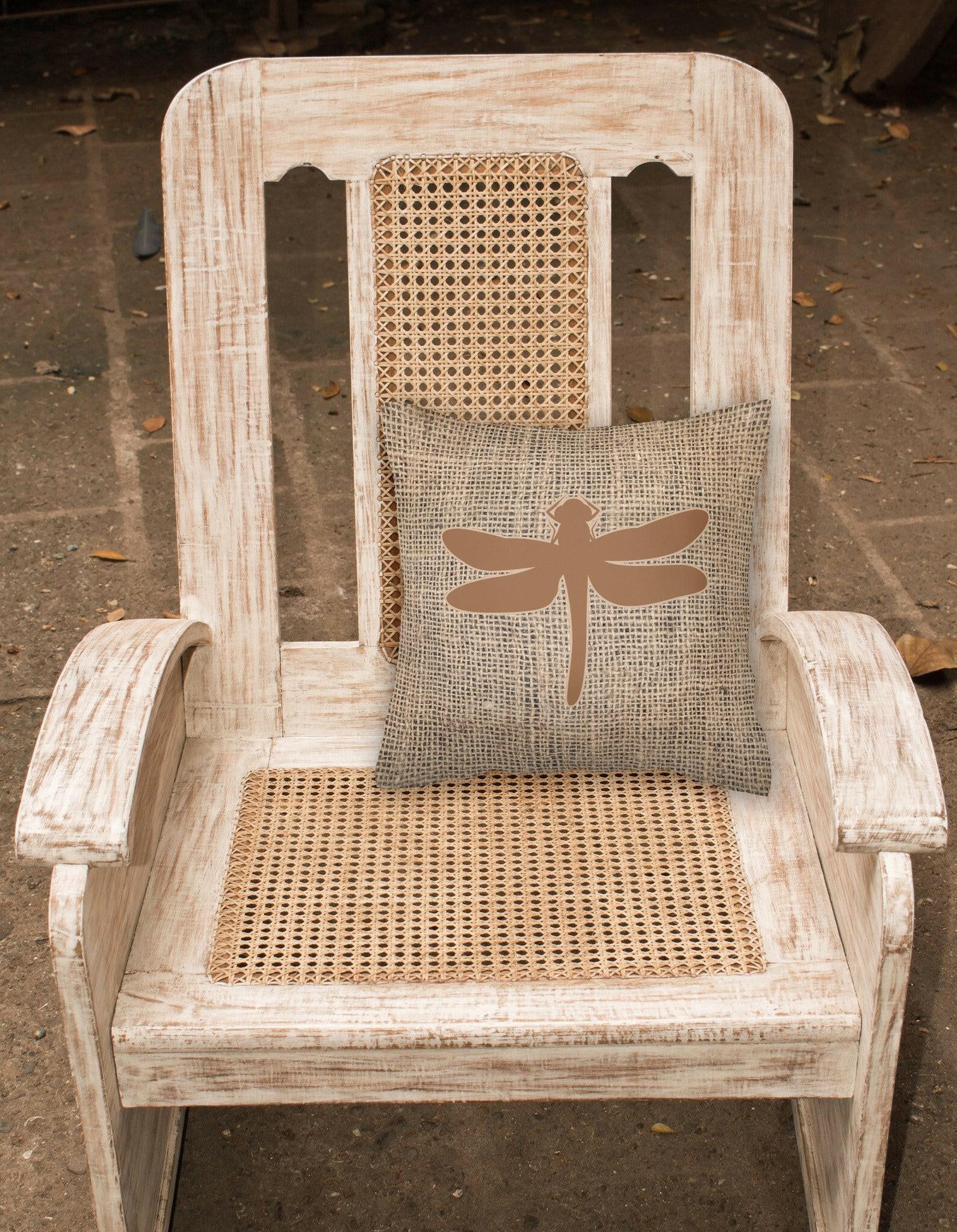 Dragonfly Burlap and Brown   Canvas Fabric Decorative Pillow BB1062 - the-store.com