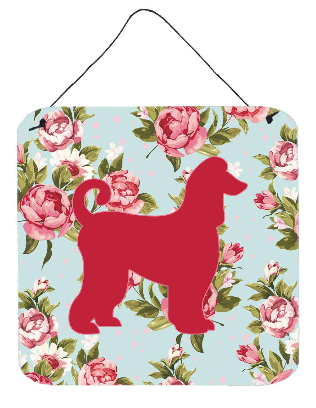 Afghan Hound Shabby Chic Blue Roses Wall or Door Hanging Prints BB1066 by Caroline&#39;s Treasures