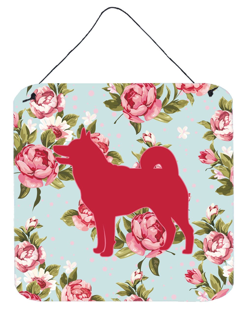 Shiba Inu Shabby Chic Blue Roses Wall or Door Hanging Prints BB1067 by Caroline&#39;s Treasures