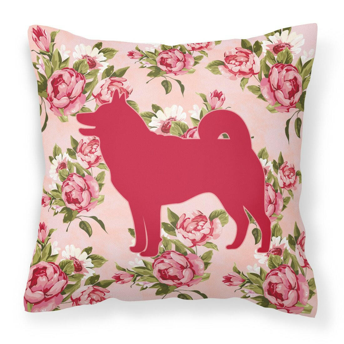 Shiba Inu Shabby Chic Pink Roses  Fabric Decorative Pillow BB1067-RS-PK-PW1414 - the-store.com