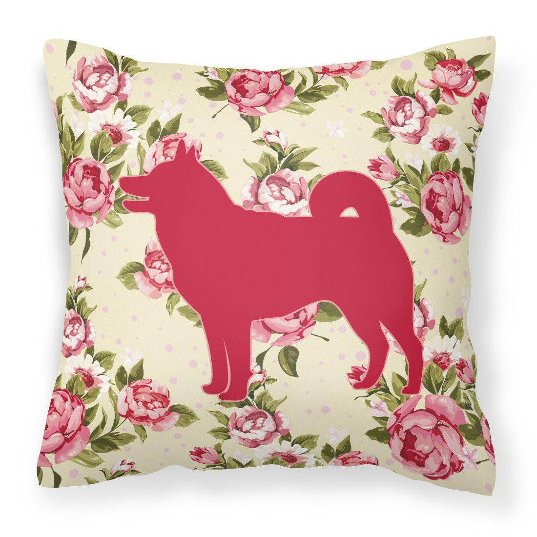 Shiba Inu Shabby Chic Yellow Roses  Fabric Decorative Pillow BB1067-RS-YW-PW1414 - the-store.com