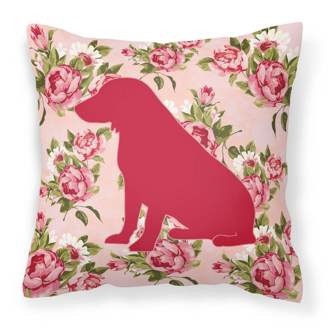 Boykin Spaniel Shabby Chic Pink Roses  Fabric Decorative Pillow BB1070-RS-PK-PW1414 - the-store.com