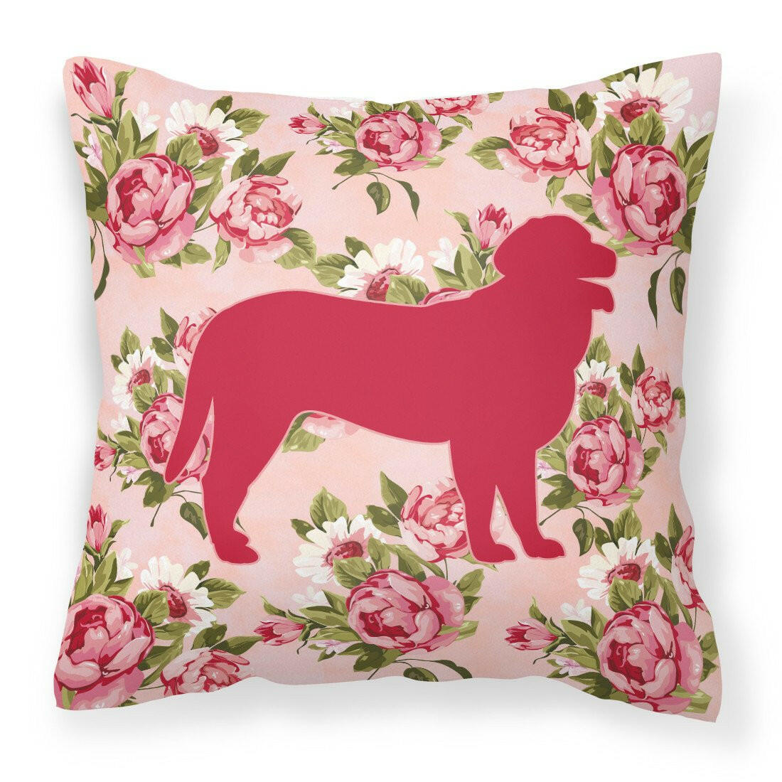 Curly Coated Retriever Shabby Chic Pink Roses  Fabric Decorative Pillow BB1074-RS-PK-PW1414 - the-store.com