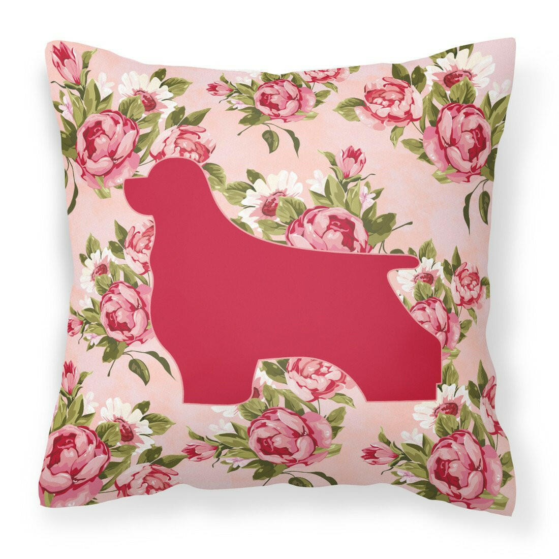 Cocker Spaniel Shabby Chic Pink Roses  Fabric Decorative Pillow BB1075-RS-PK-PW1414 - the-store.com